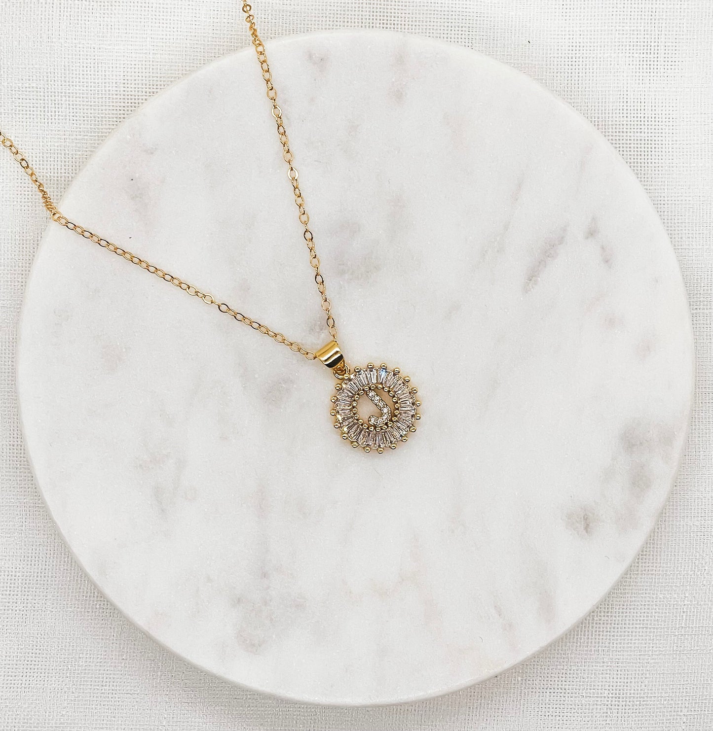 CZ Pave Initial Necklace